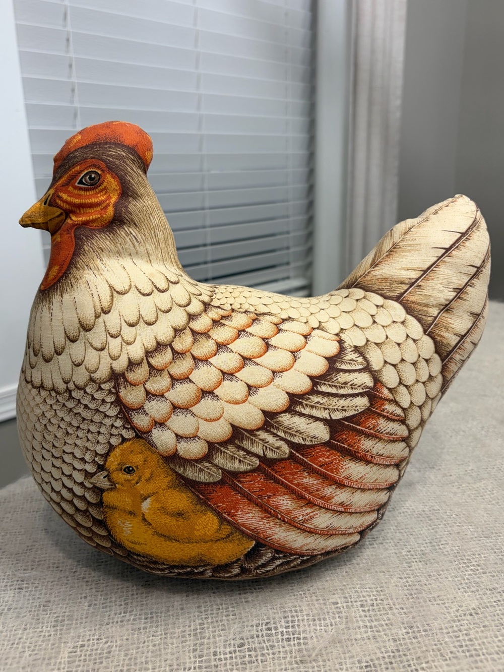 Stuffed Chicken Hen with Baby Chick Farmhouse Thanksgiving Fall Vintage Pillow